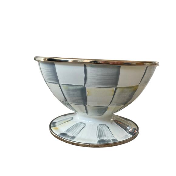 Brand New Mackenzie-Childs Sterling Check Ice Cream Dishes Set of 4 - Picture 15 of 15